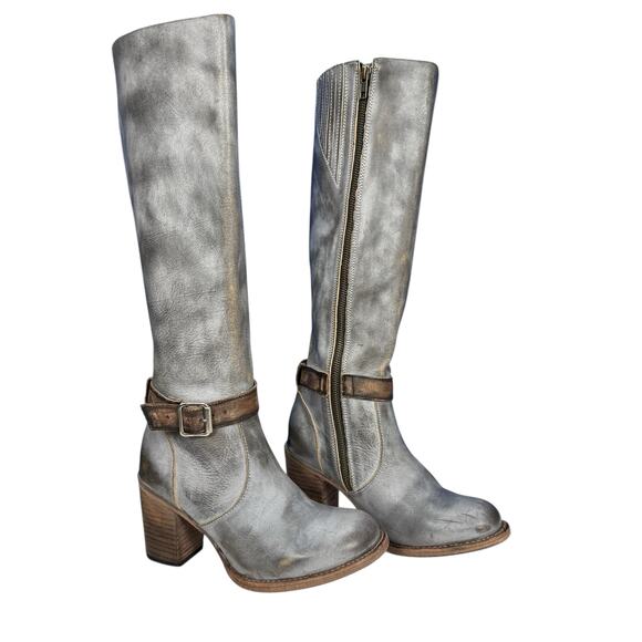 Freebird By Steven Holland Gray Smoke Leather Boots Size 8 - Picture 1 of 7